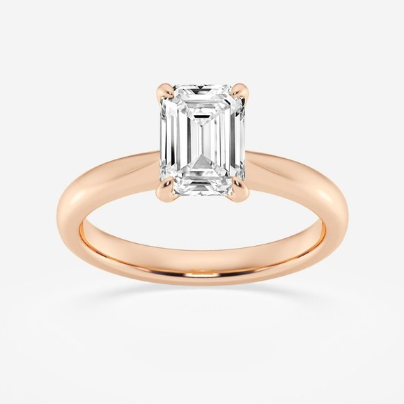 1 1/2 ctw Emerald Lab Grown Diamond Petite Solitaire Engagement Ring - Picture 5 of 6